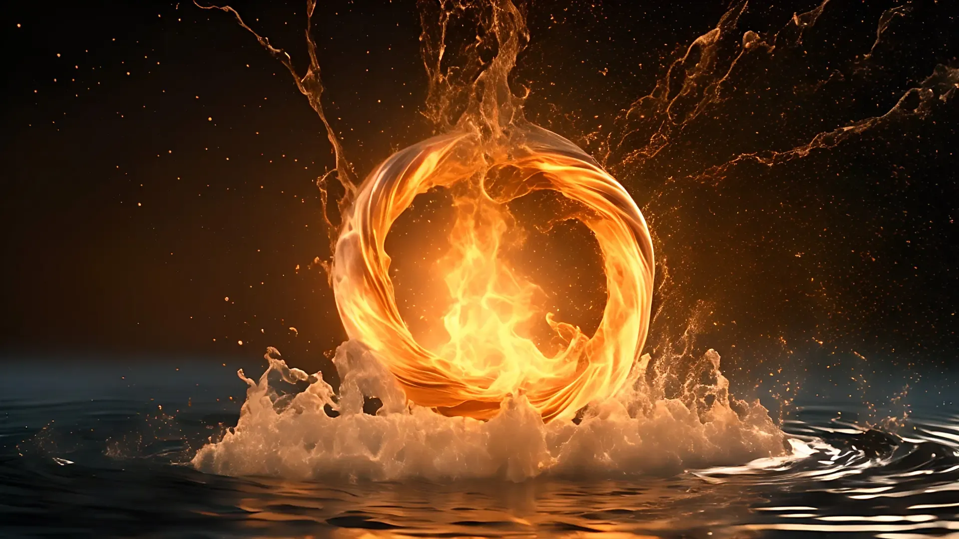 Fire and Water Fusion Dramatic Background for Fantasy Logo Animation